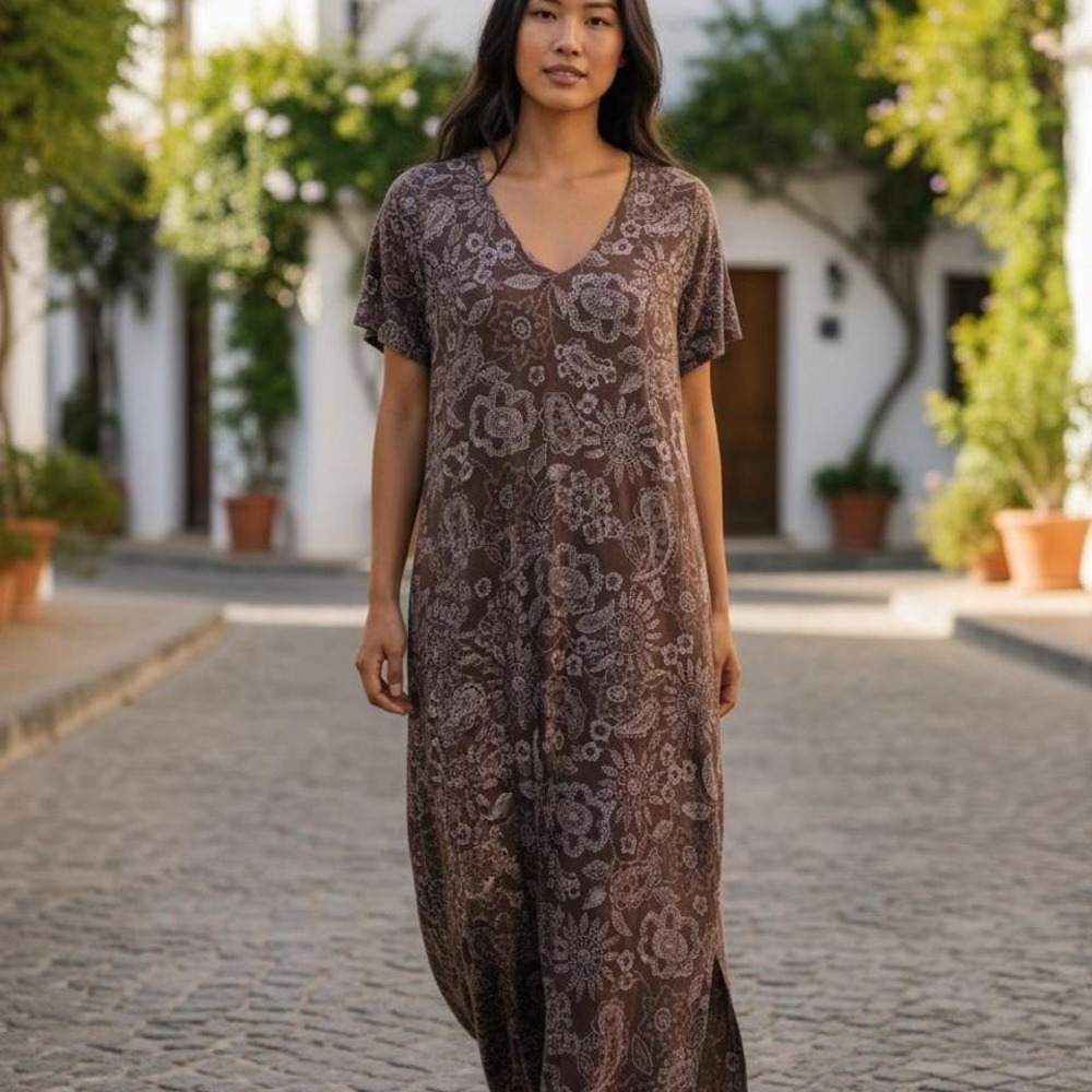 Fresh Produce Womens  Tropical Beach Maxi‎ Dress Cotton USA Made